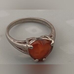 Elegant Silver Ring with Orange Gemstone